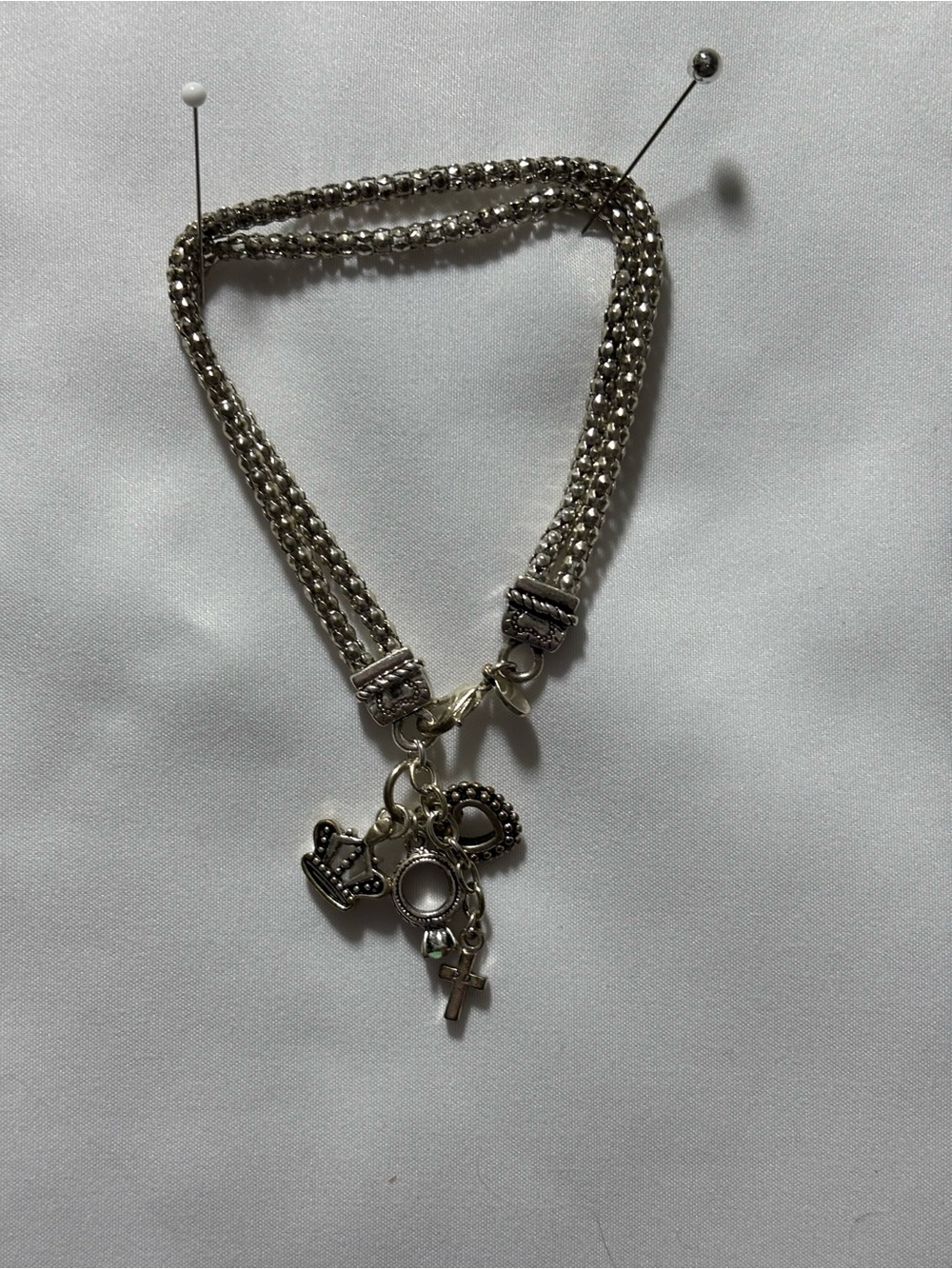 Premier Designs silver tone charm bracelet 7.5 “